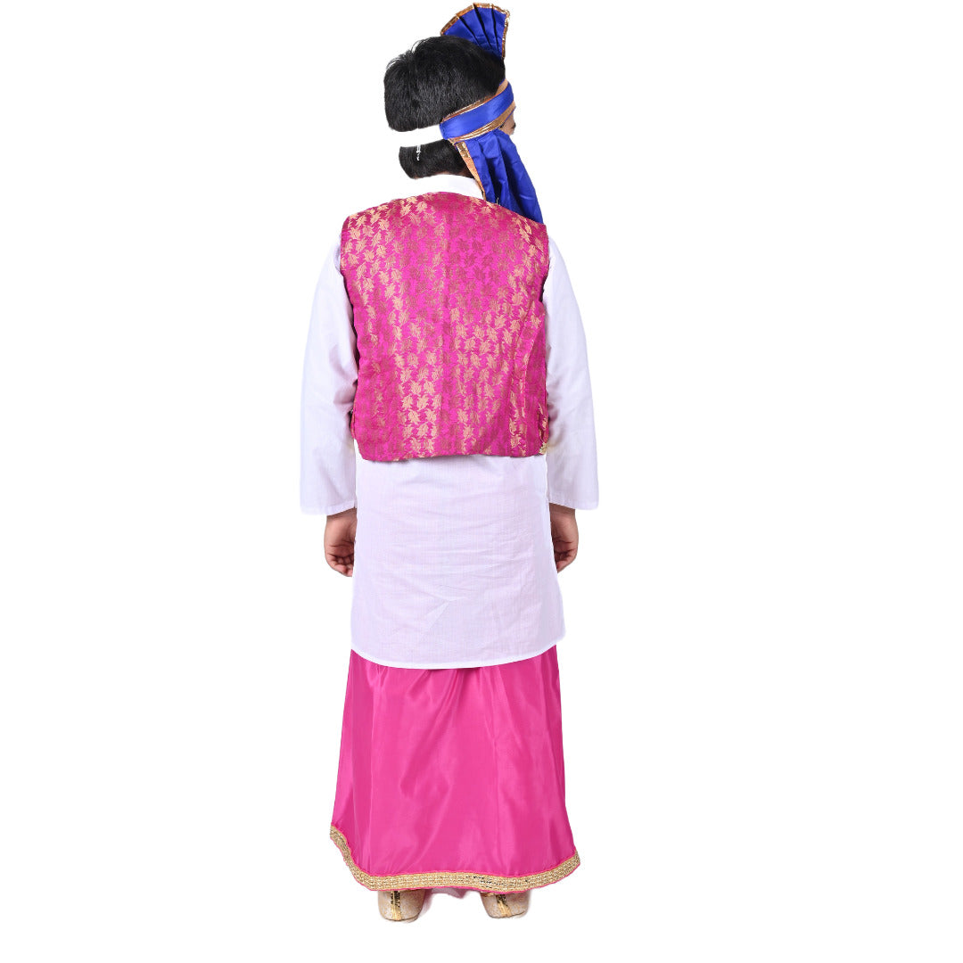 Punjabi Folk Dress in Pink For Boys - Kids Fancy Dress (IMC579-PUNJB6)
