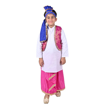 Punjabi Folk Dress in Pink For Boys - Kids Fancy Dress (IMC579-PUNJB6)