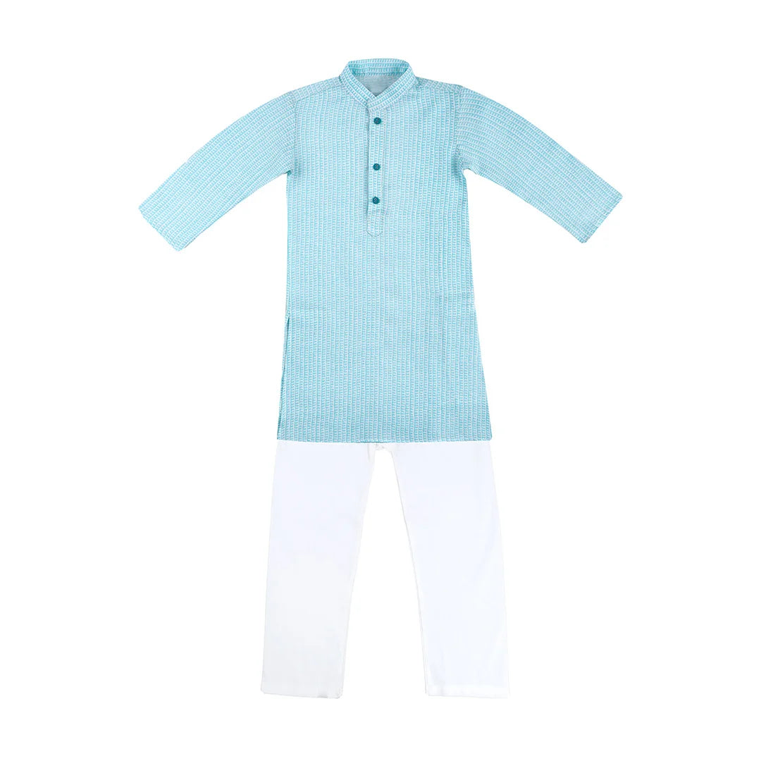 Vaanee Designz Boys Cotton Ethnic Wear Kurta Pyjama Set in blue for Boys Kids