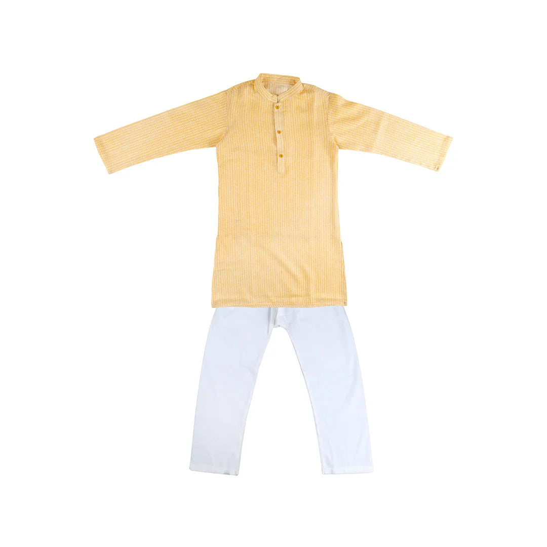 Vaanee Designz Boys Cotton Ethnic Wear Kurta Pyjama Set in Yellow for Boys Kids