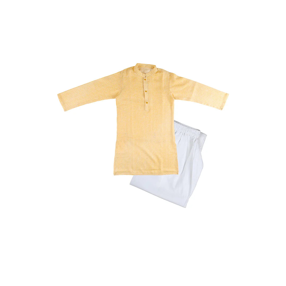 Vaanee Designz Boys Cotton Ethnic Wear Kurta Pyjama Set in Yellow for Boys Kids