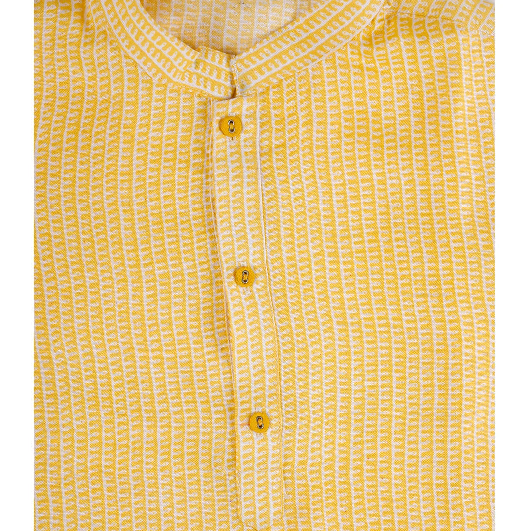 Vaanee Designz Boys Cotton Ethnic Wear Kurta Pyjama Set in Yellow for Boys Kids