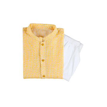 Vaanee Designz Boys Cotton Ethnic Wear Kurta Pyjama Set in Yellow for Boys Kids