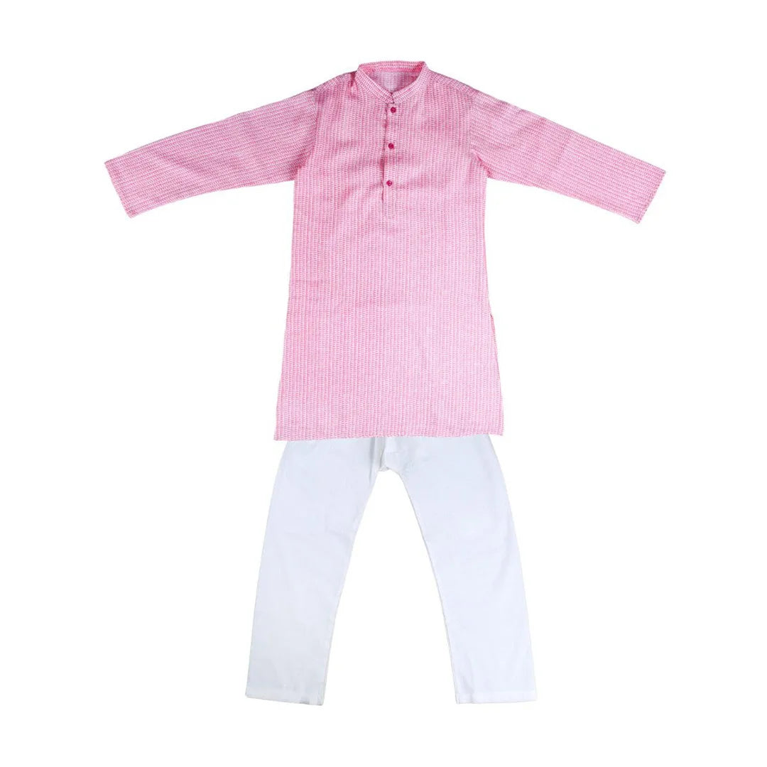 Vaanee Designz Boys Cotton Ethnic Wear Kurta Pyjama Set in Pink for Boys Kids