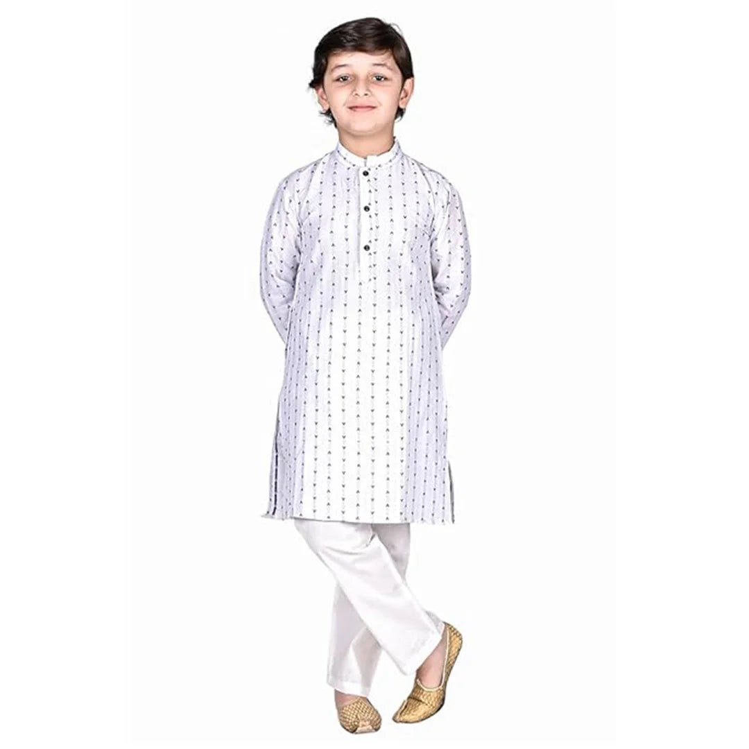 Vaanee Designz Boys Cotton Ethnic Wear Kurta Pyjama Set in white for Boys Kids