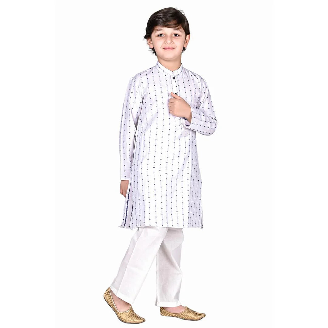 Vaanee Designz Boys Cotton Ethnic Wear Kurta Pyjama Set in white for Boys Kids