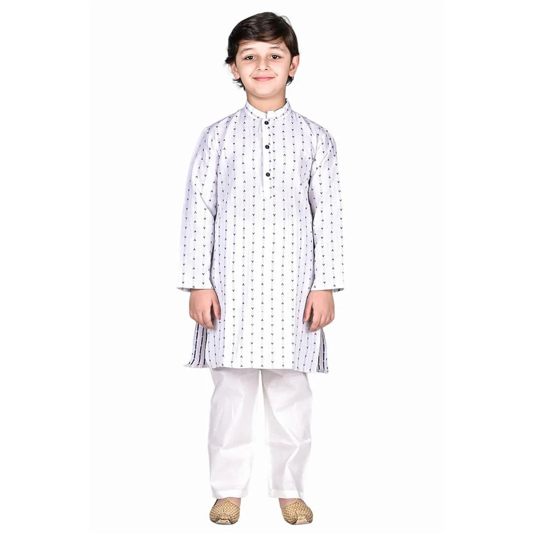 Vaanee Designz Boys Cotton Ethnic Wear Kurta Pyjama Set in white for Boys Kids