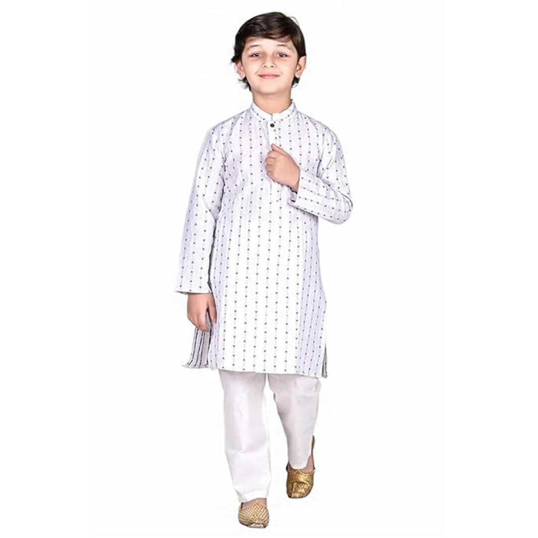 Vaanee Designz Boys Cotton Ethnic Wear Kurta Pyjama Set in white for Boys Kids