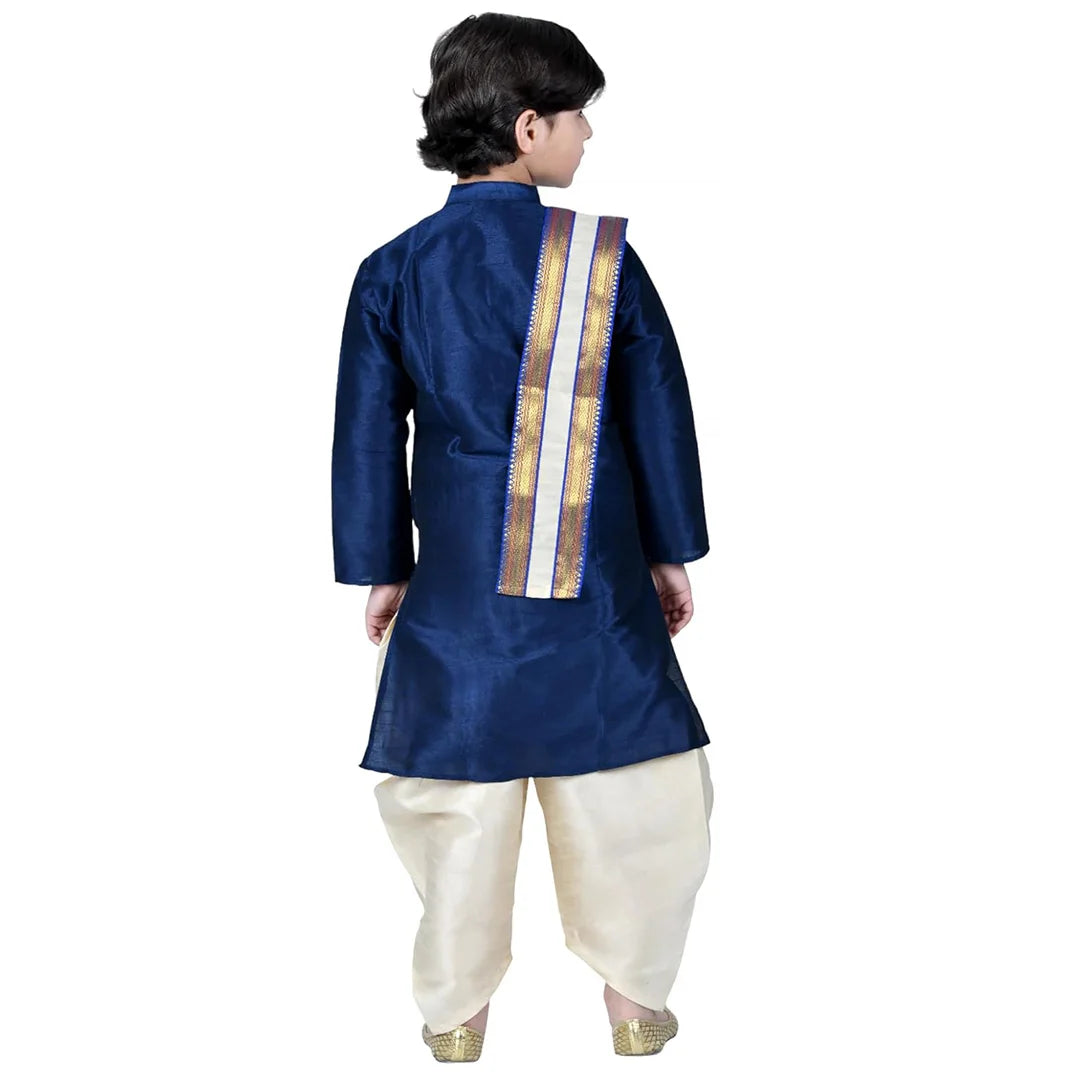 Vaanee Designz Boys Ethnic Wear Cotton Dhoti Kurta Set in Dark Blue for Baby Boys Kids