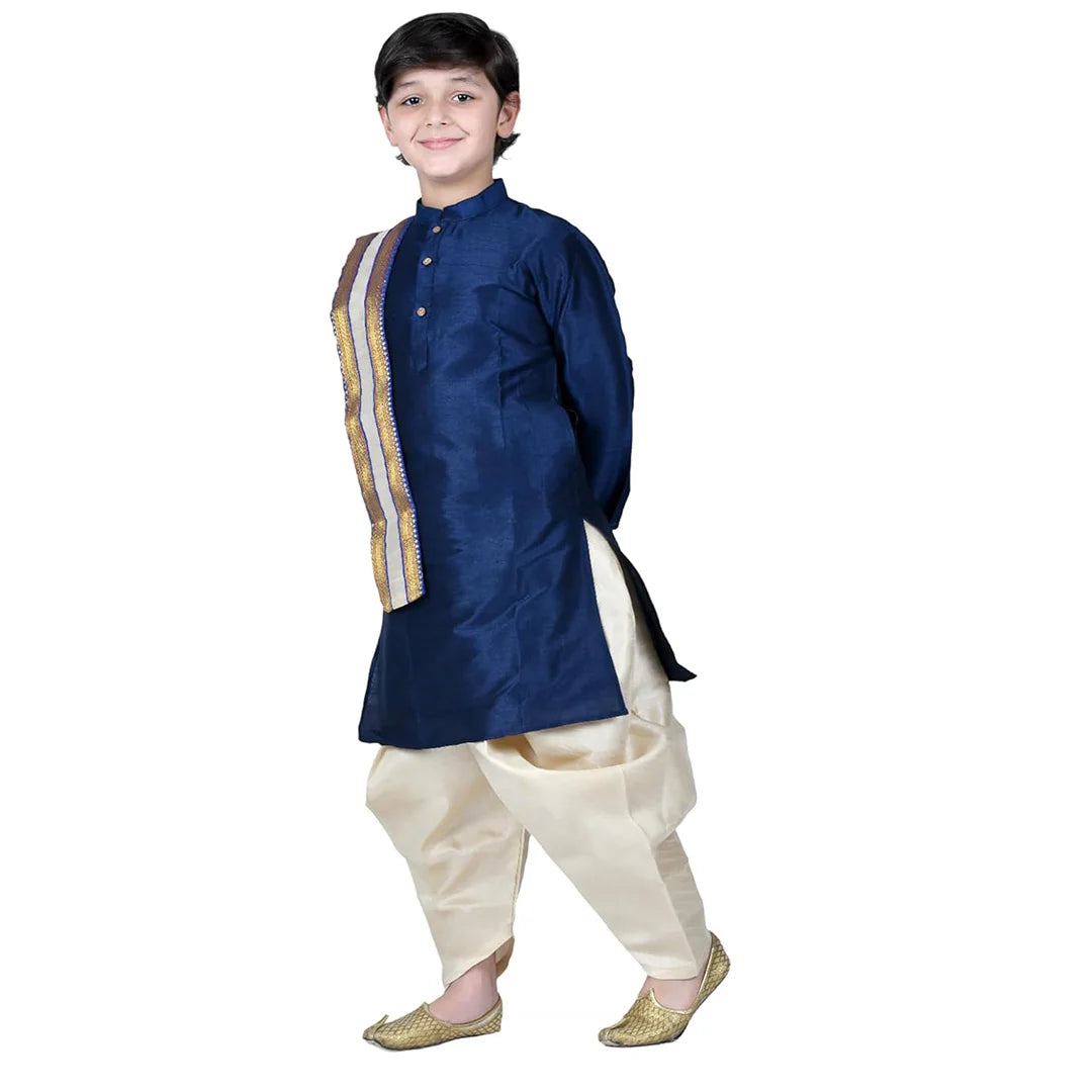 Vaanee Designz Boys Ethnic Wear Cotton Dhoti Kurta Set in Dark Blue for Baby Boys Kids