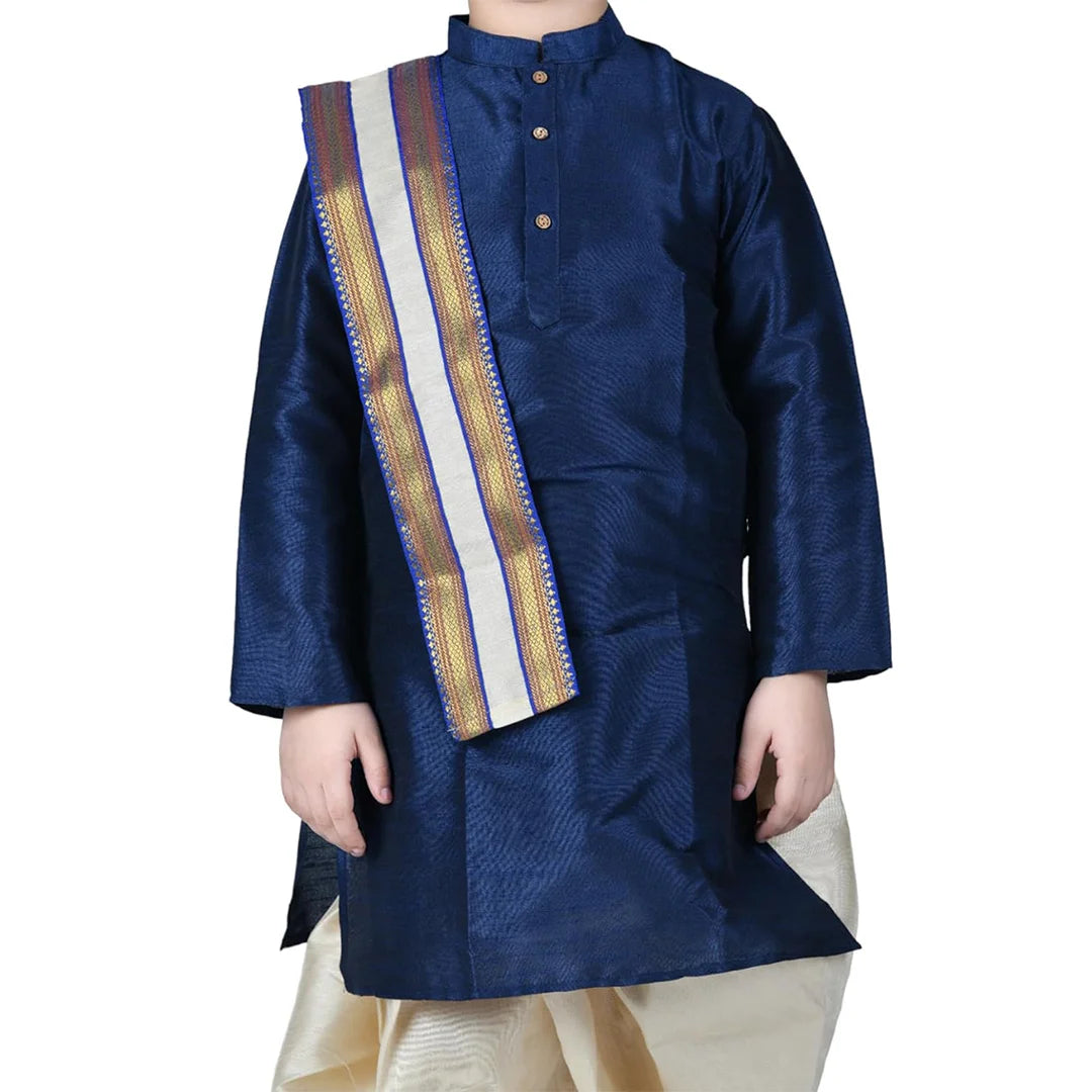 Vaanee Designz Boys Ethnic Wear Cotton Dhoti Kurta Set in Dark Blue for Baby Boys Kids