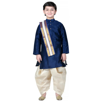 Vaanee Designz Boys Ethnic Wear Cotton Dhoti Kurta Set in Dark Blue for Baby Boys Kids