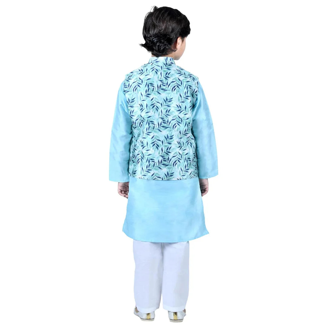 Vaanee Designz Boys Ethnic Wear Waistcoat Kurta Pyjama Set in Blue for Boys Kids (VD50000-Bluue)