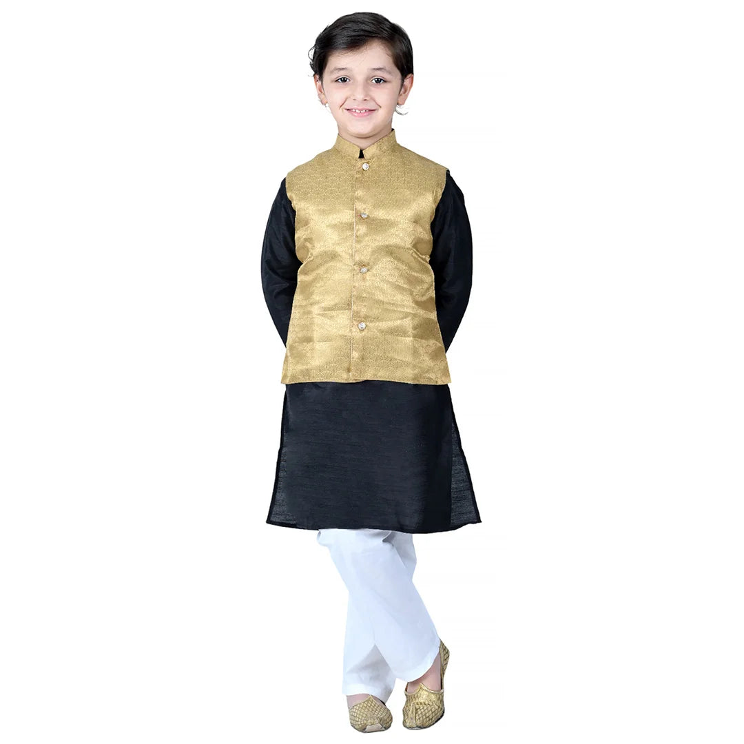 Vaanee Designz Boys Ethnic Wear Waistcoat Kurta Pyjama Set in Blackfor Boys Kids (VD50000-Blackk)