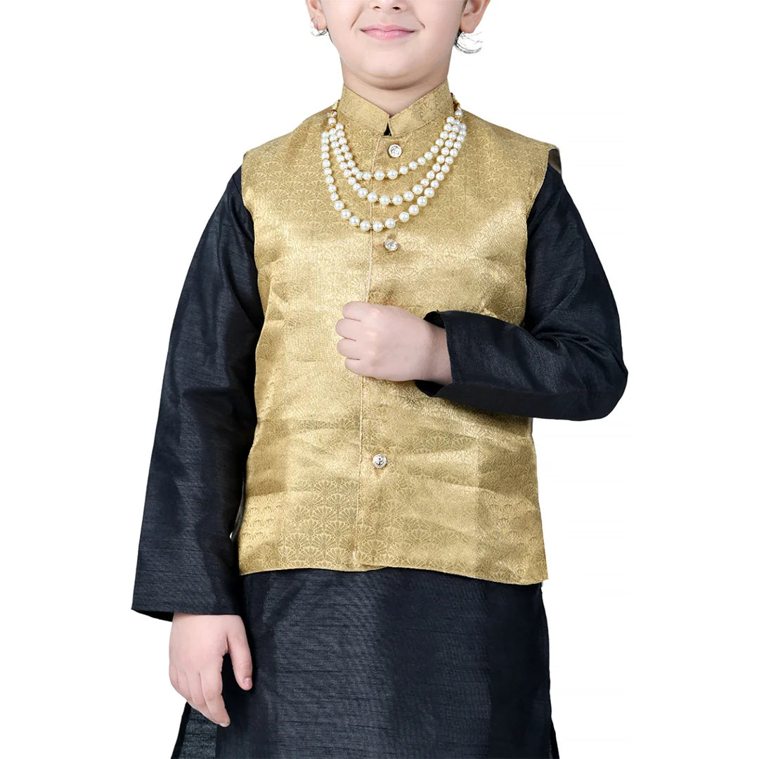 Vaanee Designz Boys Ethnic Wear Waistcoat Kurta Pyjama Set in Blackfor Boys Kids (VD50000-Blackk)