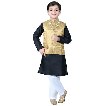 Vaanee Designz Boys Ethnic Wear Waistcoat Kurta Pyjama Set in Blackfor Boys Kids (VD50000-Blackk)