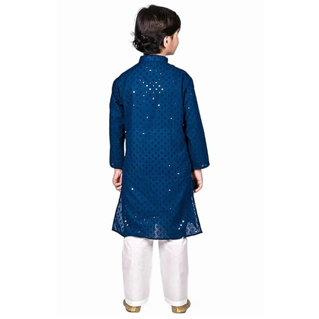 Vaanee Designz Baby Boys Ethnic Wear Kurta Pyjama Cotton Set in Navy Blue for Boys Kids