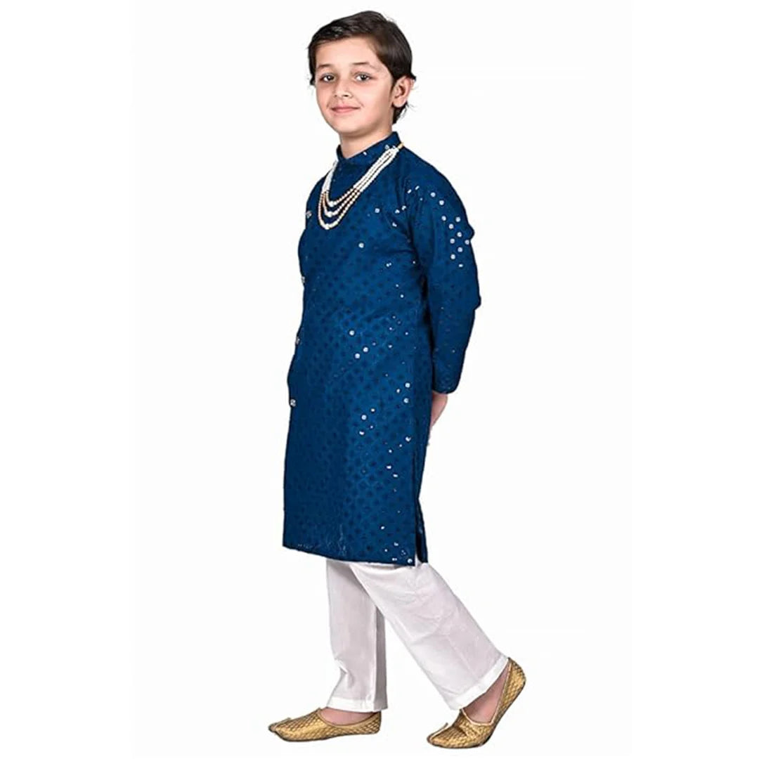 Vaanee Designz Baby Boys Ethnic Wear Kurta Pyjama Cotton Set in Navy Blue for Boys Kids