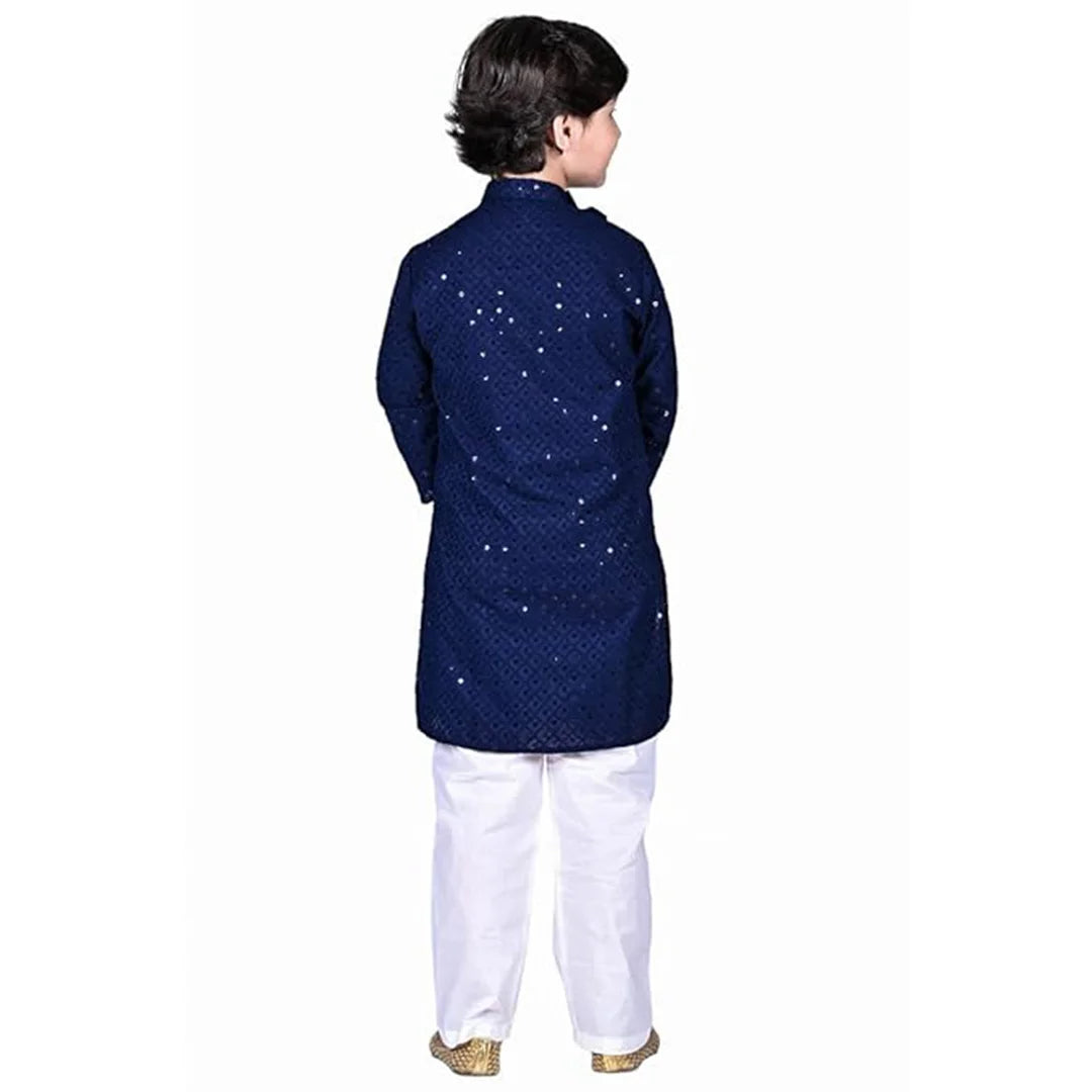 Vaanee Designz Baby Boys Ethnic Wear Kurta Pyjama Cotton Set in Blue for Boys Kids