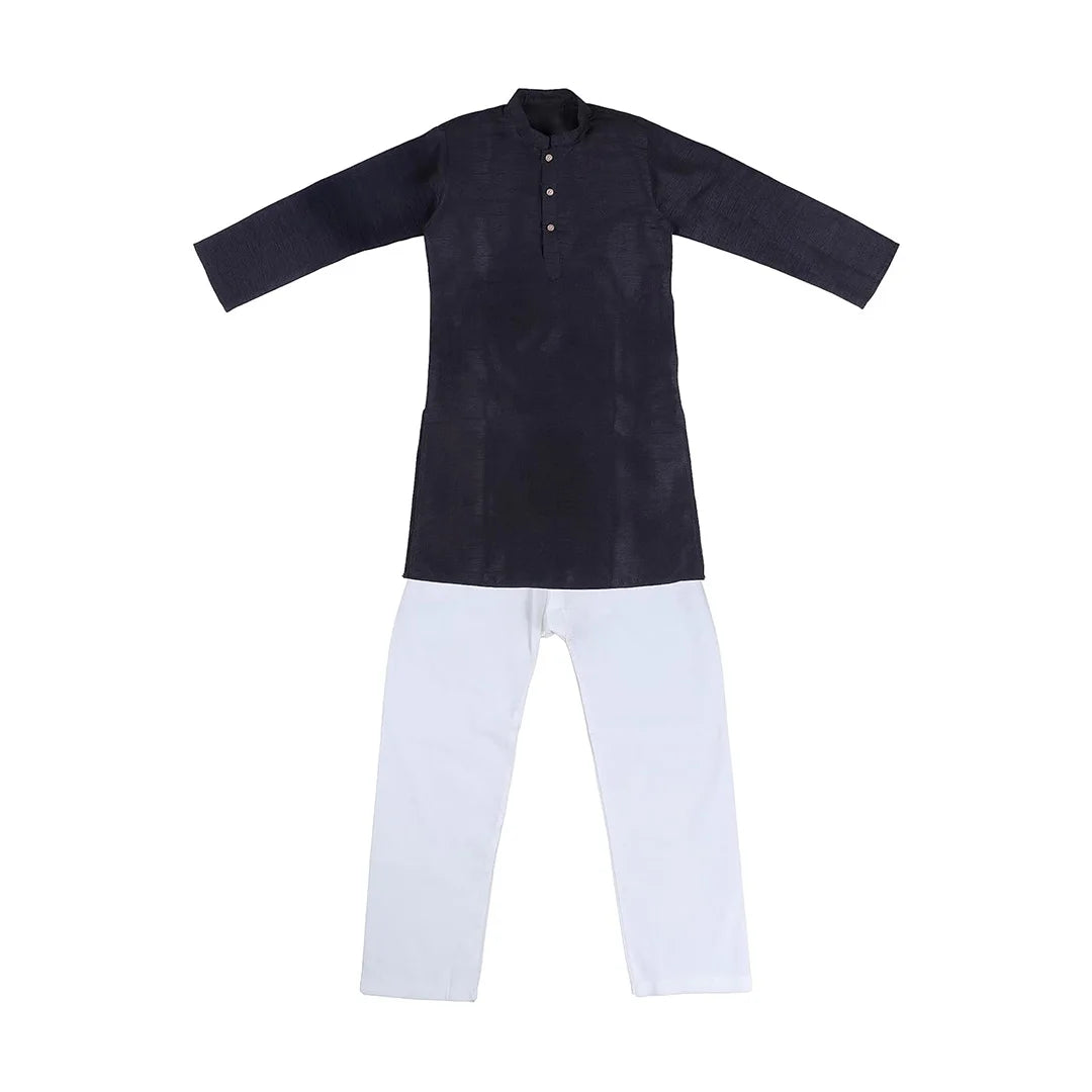Vaanee Designz Baby Boys Silk Ethnic Wear Kurta Pyjama Set in Black &amp; Blue for Boys Kids (VD51000-Blaackk)
