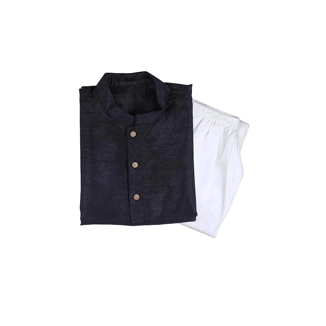 Vaanee Designz Baby Boys Silk Ethnic Wear Kurta Pyjama Set in Black &amp; Blue for Boys Kids (VD51000-Blaackk)