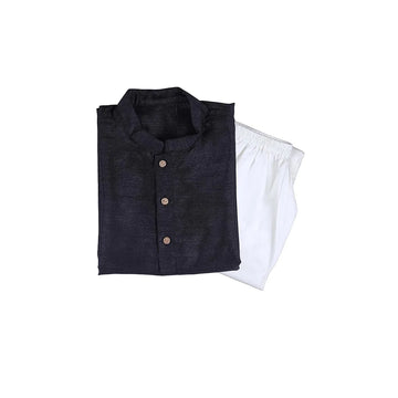 Vaanee Designz Baby Boys Silk Ethnic Wear Kurta Pyjama Set in Black &amp; Blue for Boys Kids (VD51000-Blaackk)