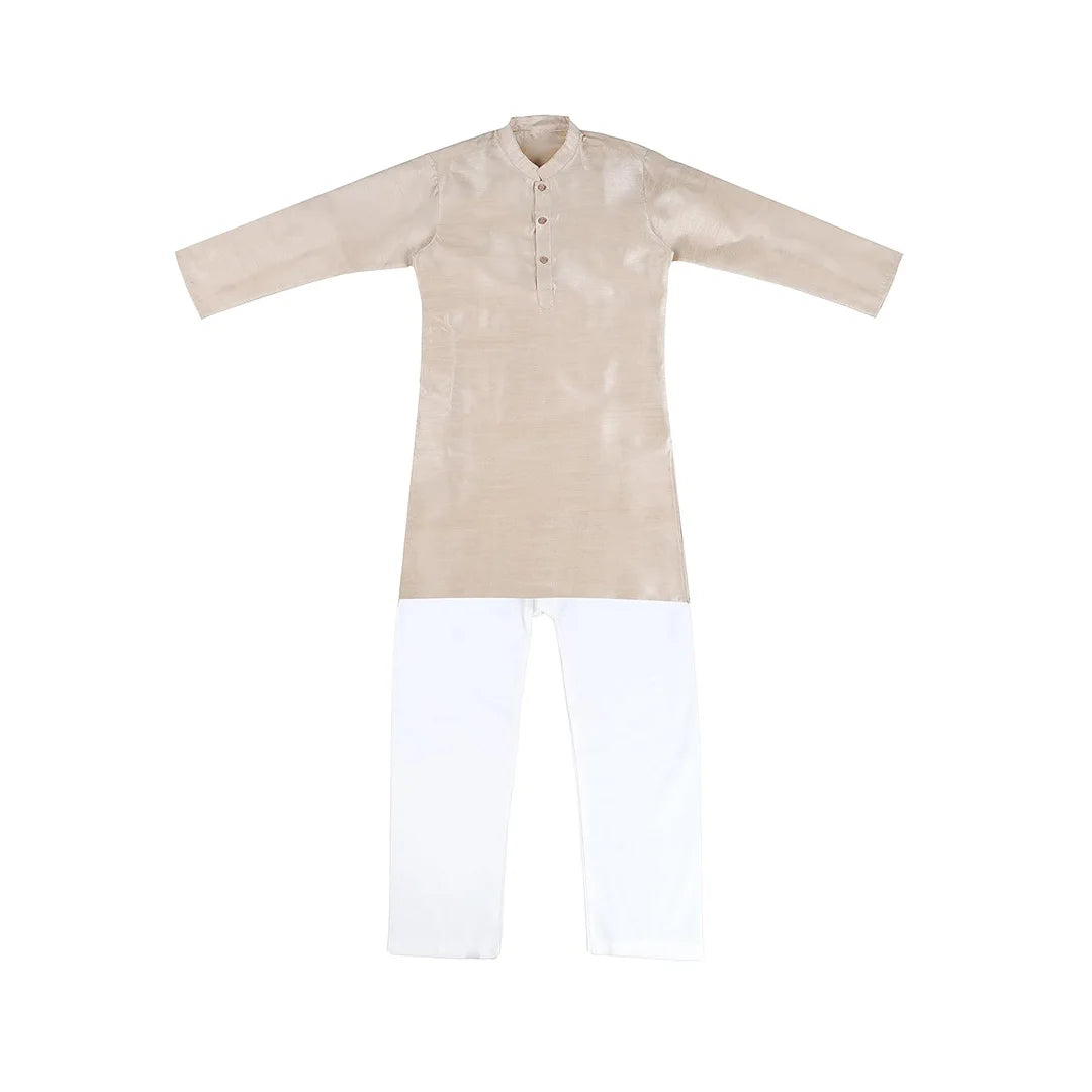 Vaanee Designz Baby Boys Silk Ethnic Wear Kurta Pyjama Set in Golden for Boys Kids