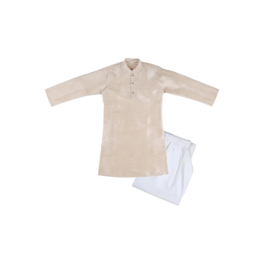 Vaanee Designz Baby Boys Silk Ethnic Wear Kurta Pyjama Set in Golden for Boys Kids