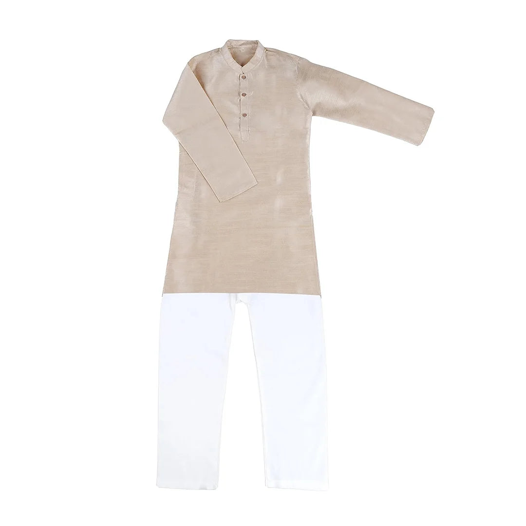 Vaanee Designz Baby Boys Silk Ethnic Wear Kurta Pyjama Set in Golden for Boys Kids