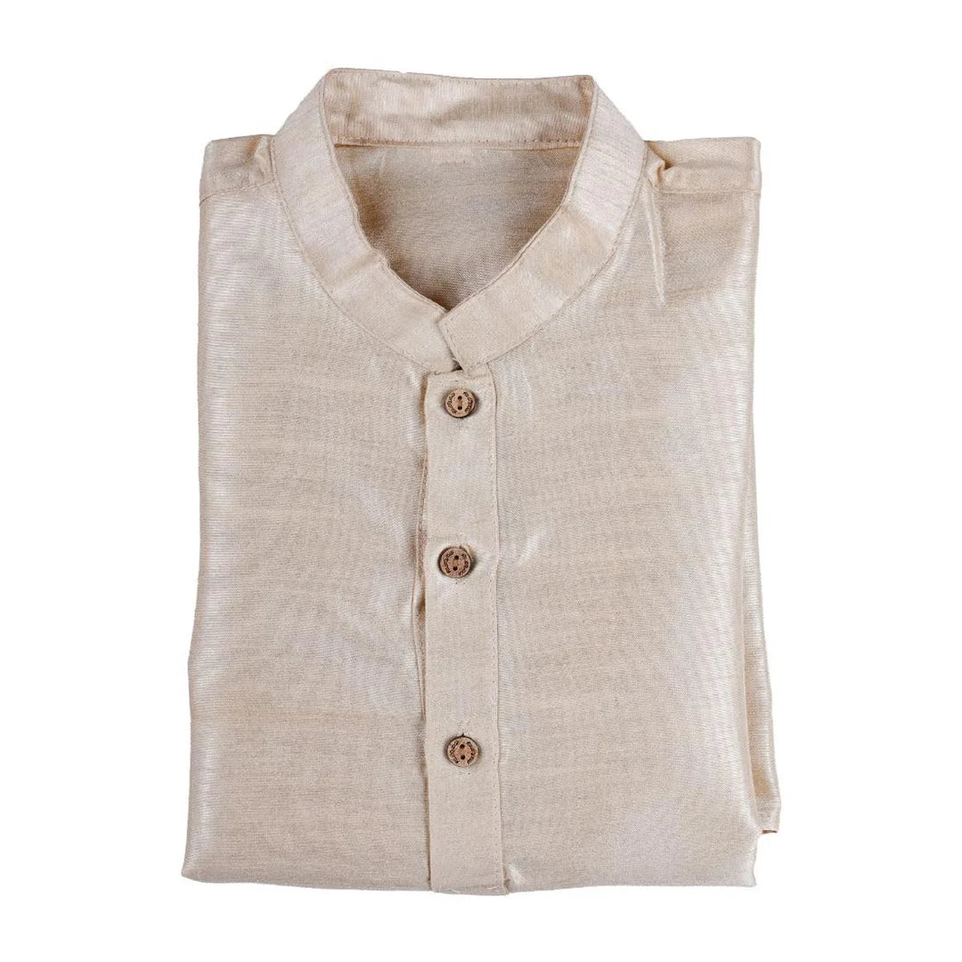 Vaanee Designz Baby Boys Silk Ethnic Wear Kurta Pyjama Set in Golden for Boys Kids