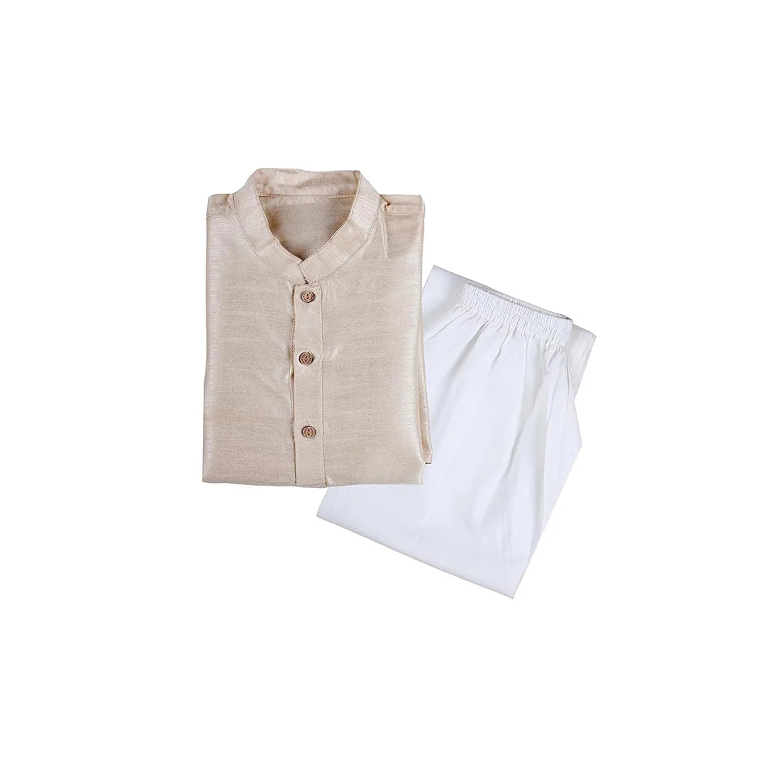 Vaanee Designz Baby Boys Silk Ethnic Wear Kurta Pyjama Set in Golden for Boys Kids
