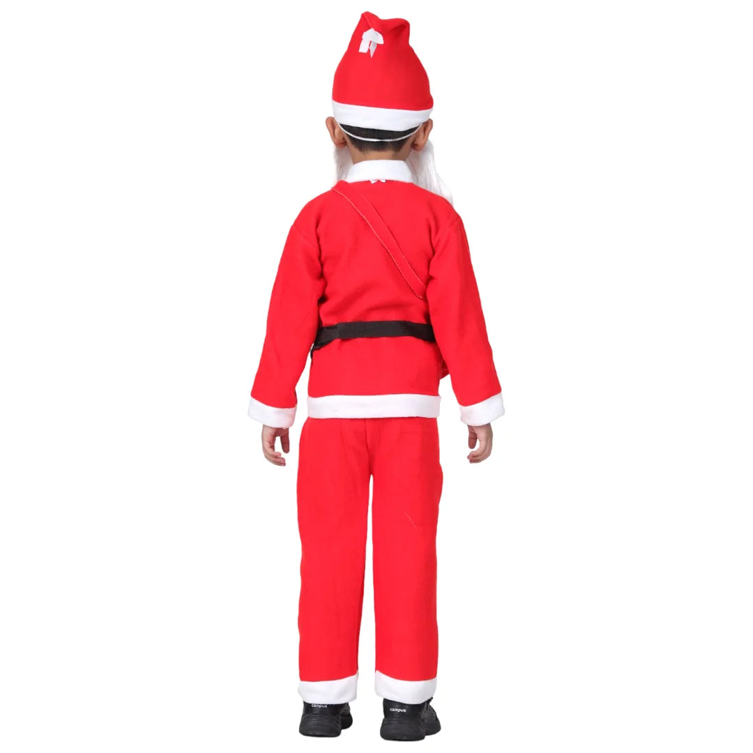 Santa Claus Costume Dress Kids Baby Boys &amp; Girls Christmas Costume-Complete Set of 6(Jacket, Pant, Hat, Pouch, Beard, Belt)-Red &amp; White