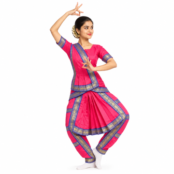 Bharatanatyam Saree For Girl - Magenta and Blue | Kids Fancy Dress