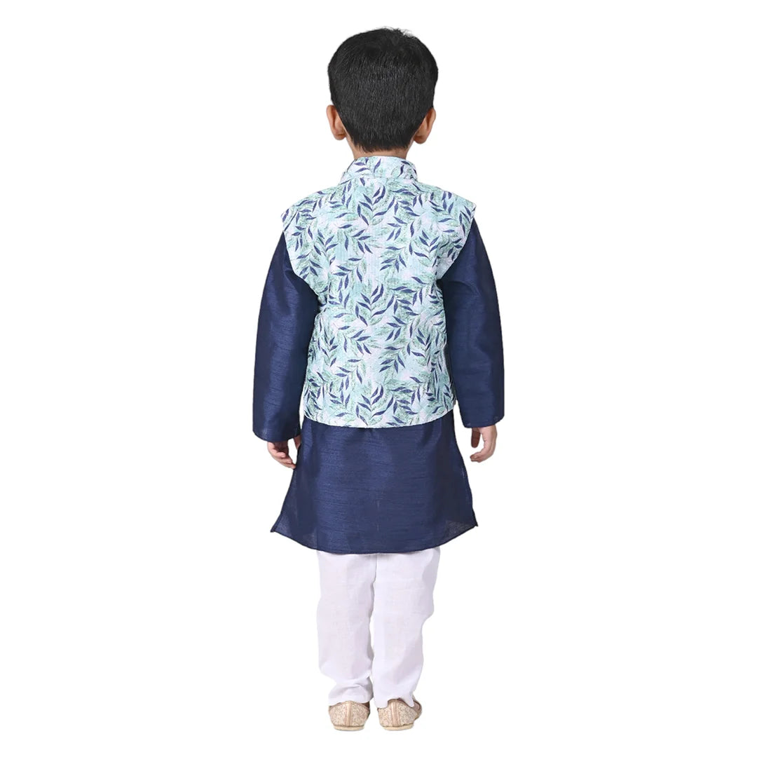 Vaanee Designz Boys Ethnic Wear Waistcoat Kurta Pyjama Set in Navy Blue for Boys Kids