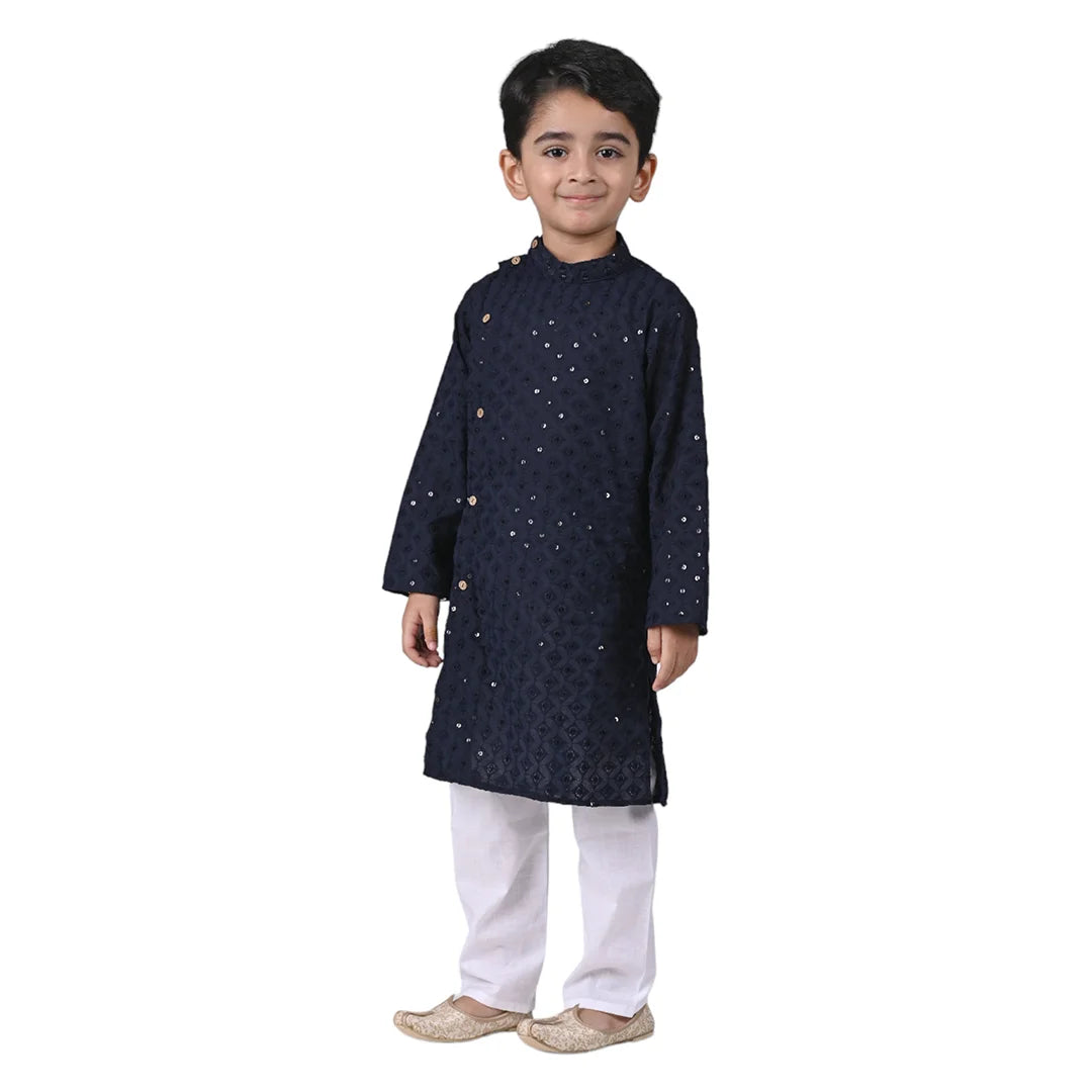 Vaanee Designz Baby Boys Ethnic Wear Kurta Pyjama Cotton Set in New Black for Boys Kids