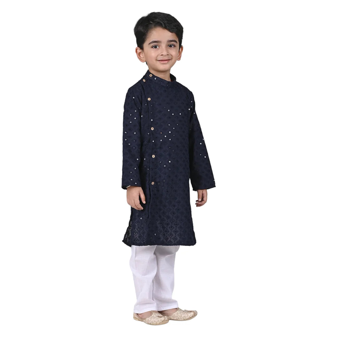 Vaanee Designz Baby Boys Ethnic Wear Kurta Pyjama Cotton Set in New Black for Boys Kids
