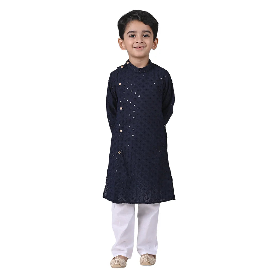 Vaanee Designz Baby Boys Ethnic Wear Kurta Pyjama Cotton Set in New Black for Boys Kids