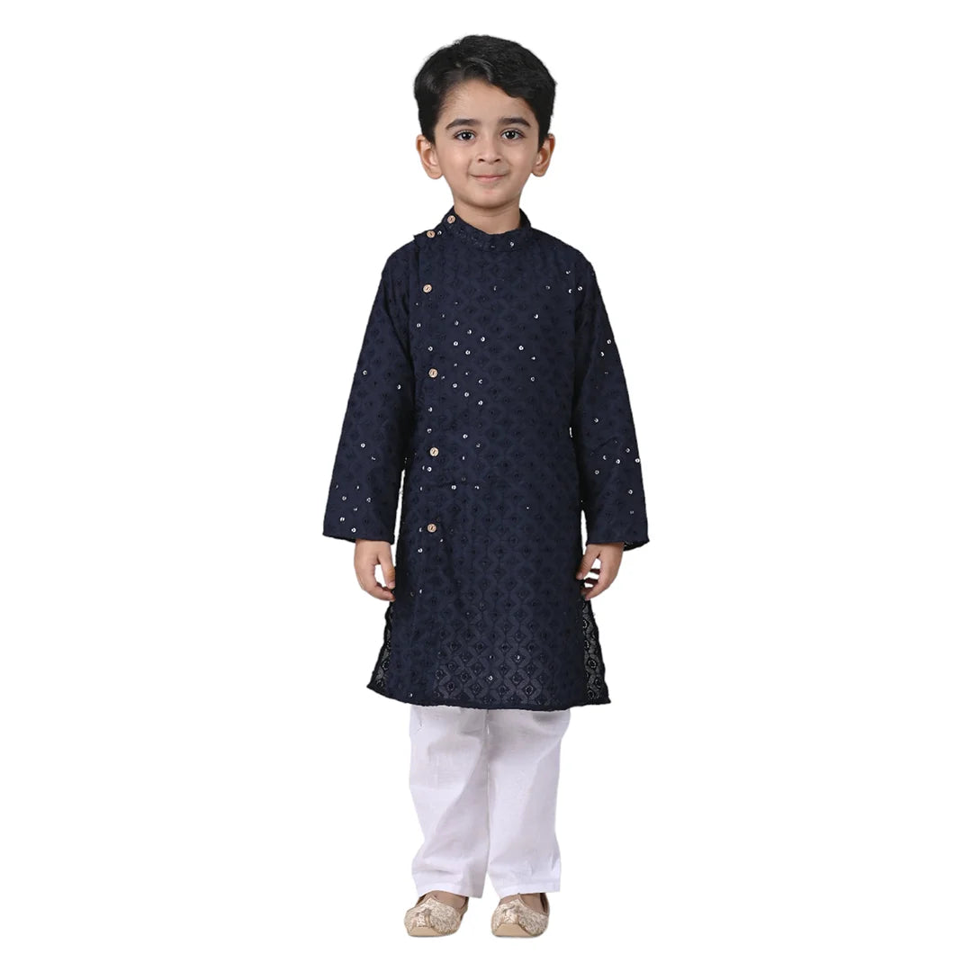 Vaanee Designz Baby Boys Ethnic Wear Kurta Pyjama Cotton Set in New Black for Boys Kids