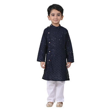 Vaanee Designz Baby Boys Ethnic Wear Kurta Pyjama Cotton Set in New Black for Boys Kids