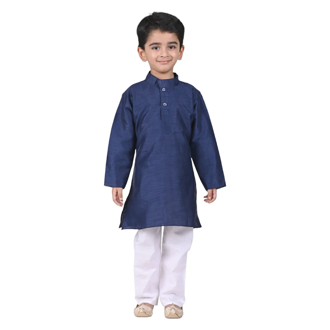 Vaanee Designz Baby Boys Silk Ethnic Wear Kurta Pyjama Set in Navi Blue for Boys Kids