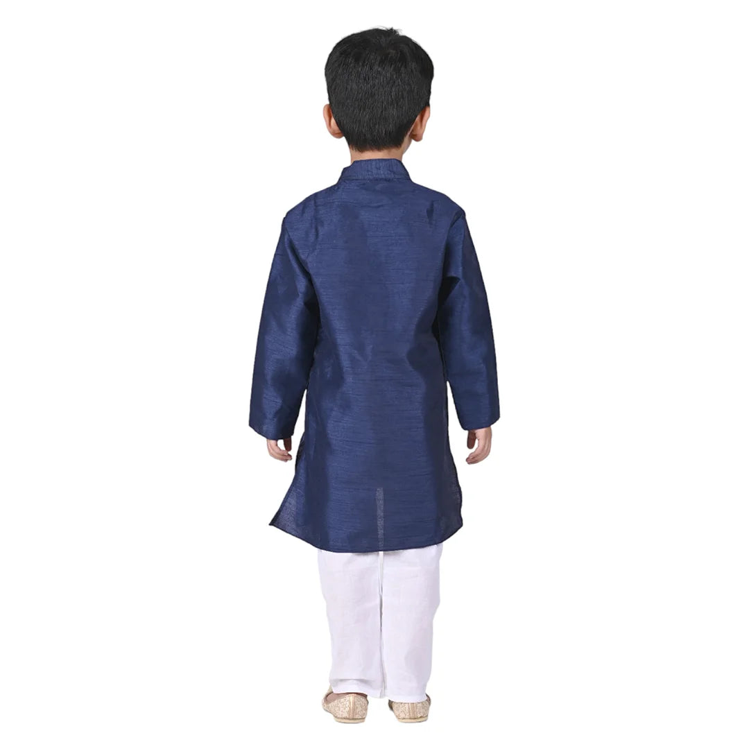 Vaanee Designz Baby Boys Silk Ethnic Wear Kurta Pyjama Set in Navi Blue for Boys Kids