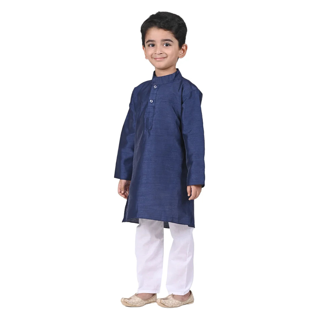 Vaanee Designz Baby Boys Silk Ethnic Wear Kurta Pyjama Set in Navi Blue for Boys Kids
