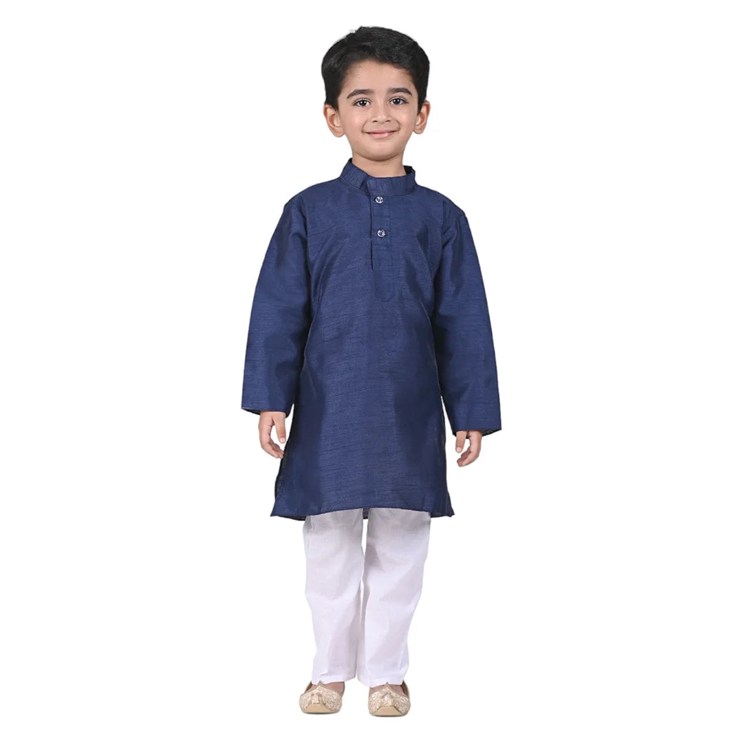 Vaanee Designz Baby Boys Silk Ethnic Wear Kurta Pyjama Set in Navi Blue for Boys Kids