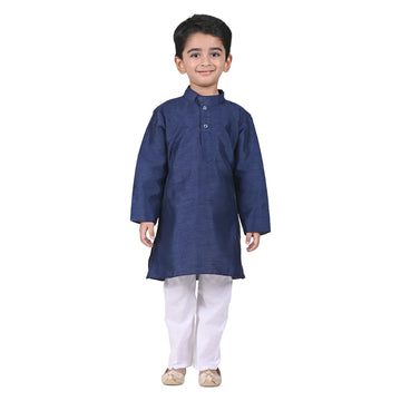Vaanee Designz Baby Boys Silk Ethnic Wear Kurta Pyjama Set in Navi Blue for Boys Kids