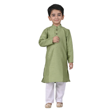 Vaanee Designz Baby Boys Silk Ethnic Wear Kurta Pyjama Set in Light Green for Boys Kids
