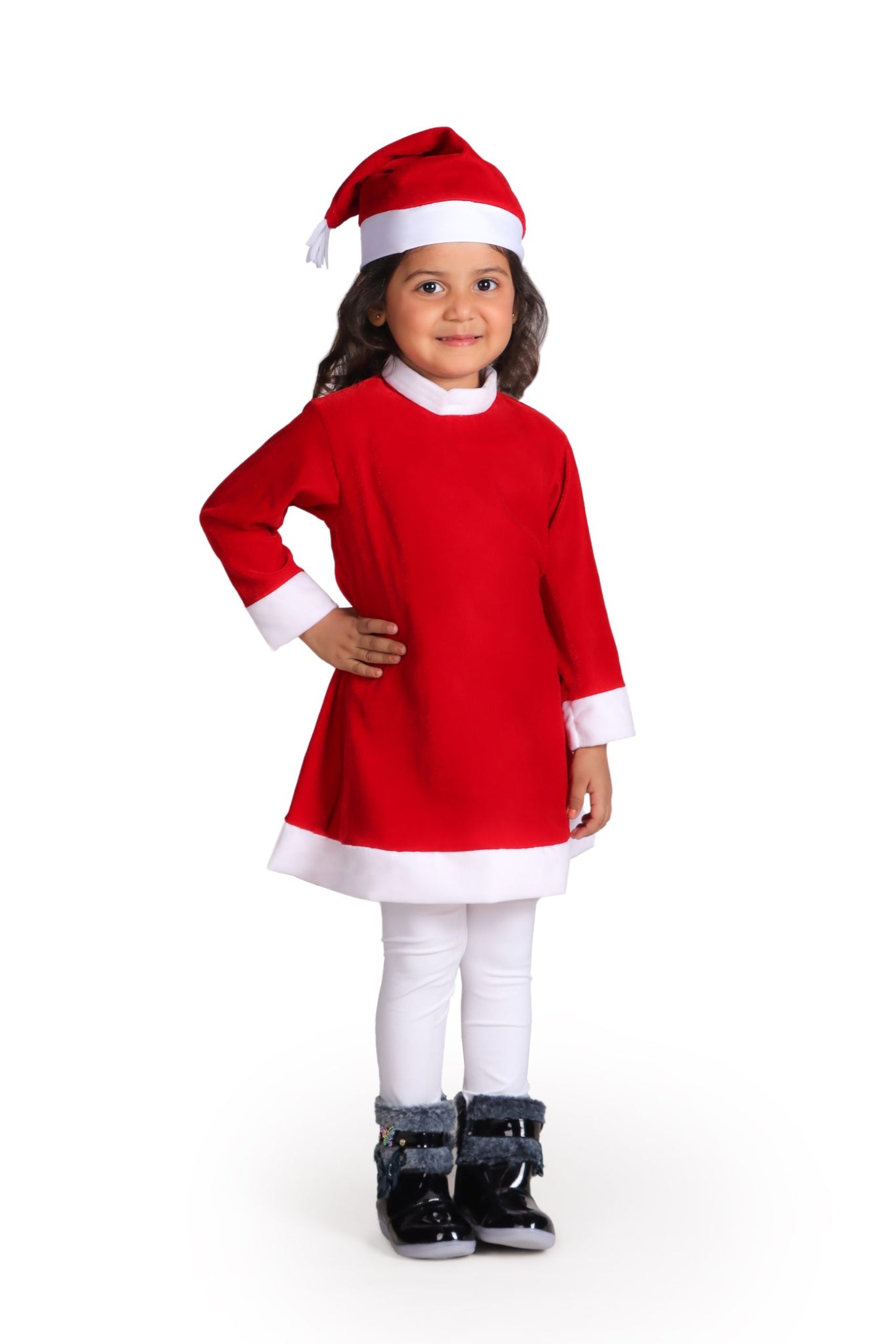 Santa Claus Dress Christmas Santa Costume for Girls With Santa Cap