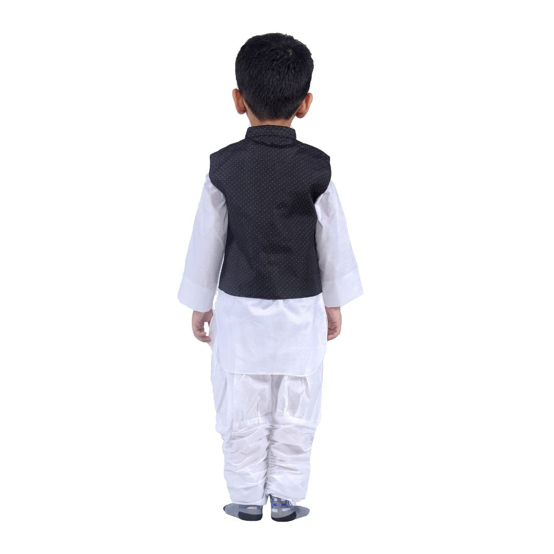 Baby Boy Kurta Pajama With Black Waistcoat for Kids (IMC18100-WHIBLA)