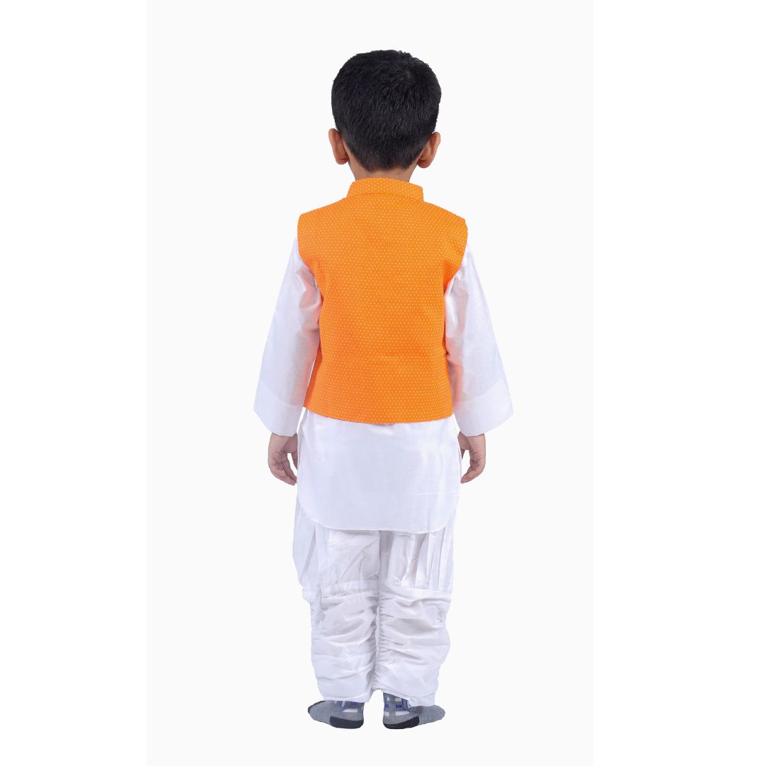 Orange Waistcoat Kurta Pajama For Baby Boy
