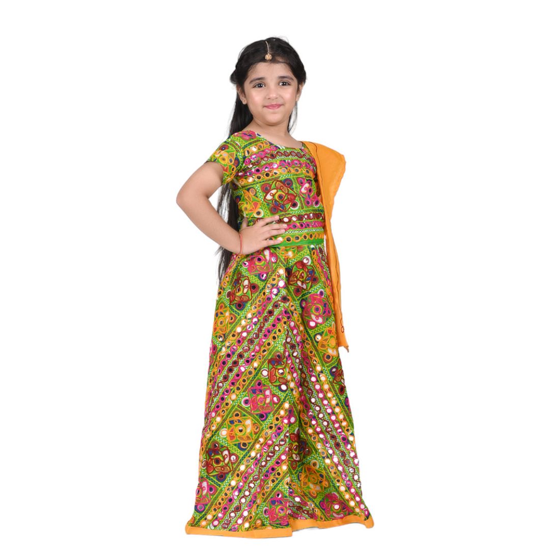 Gujrati Garba Girls Dance Dress Kids Navratri Lehenga/Chaniya,Choli with Dupatta