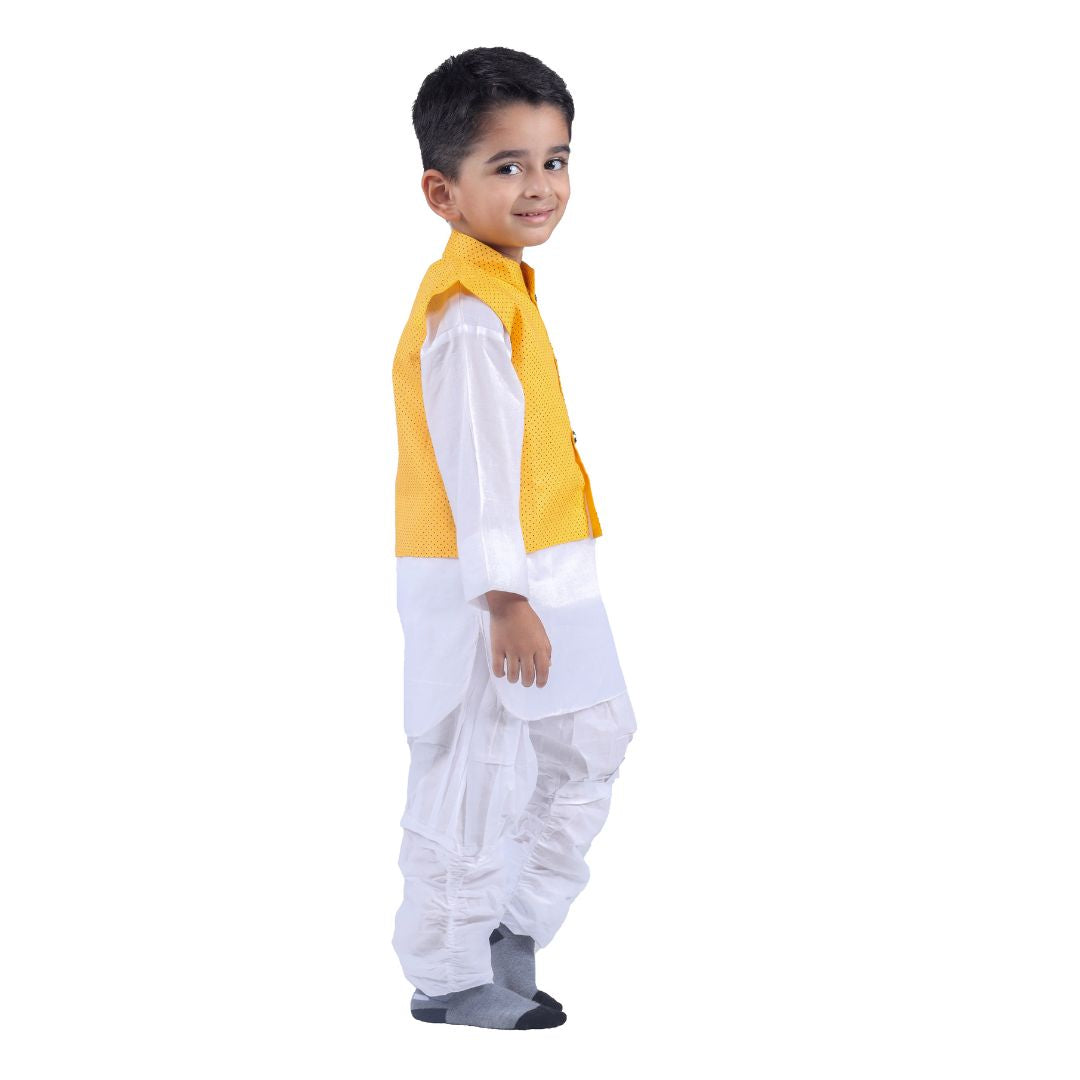 Yellow Waistcoat Kurta Pajama Set For Baby Boy (IMC18100-Yell)